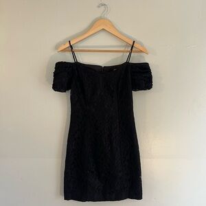 Vintage 90’s Black Lace off The Shoulder Bodycon Mini Party Dress